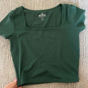 forest green ribbed crop tee